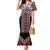 Maori Tukutuku Taniko Motifs Family Matching Mermaid Dress and Hawaiian Shirt Red Poutama Mix Kowhaiwhai