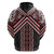 Maori Tukutuku Taniko Motifs Hoodie Red Poutama Mix Kowhaiwhai