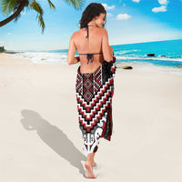 Maori Tukutuku Taniko Motifs Sarong Red Poutama Mix Kowhaiwhai