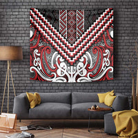 Maori Tukutuku Taniko Motifs Tapestry Red Poutama Mix Kowhaiwhai