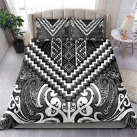 Maori Tukutuku Taniko Motifs Bedding Set Black Poutama Mix Kowhaiwhai