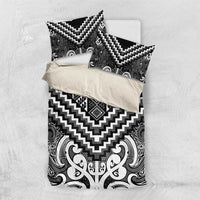 Maori Tukutuku Taniko Motifs Bedding Set Black Poutama Mix Kowhaiwhai