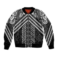 Maori Tukutuku Taniko Motifs Bomber Jacket Black Poutama Mix Kowhaiwhai LT7 Unisex Black - Polynesian Pride