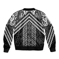 Maori Tukutuku Taniko Motifs Bomber Jacket Black Poutama Mix Kowhaiwhai LT7 - Polynesian Pride