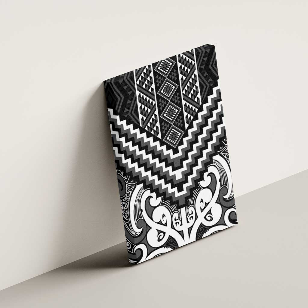 Maori Tukutuku Taniko Motifs Canvas Wall Art Black Poutama Mix Kowhaiwhai