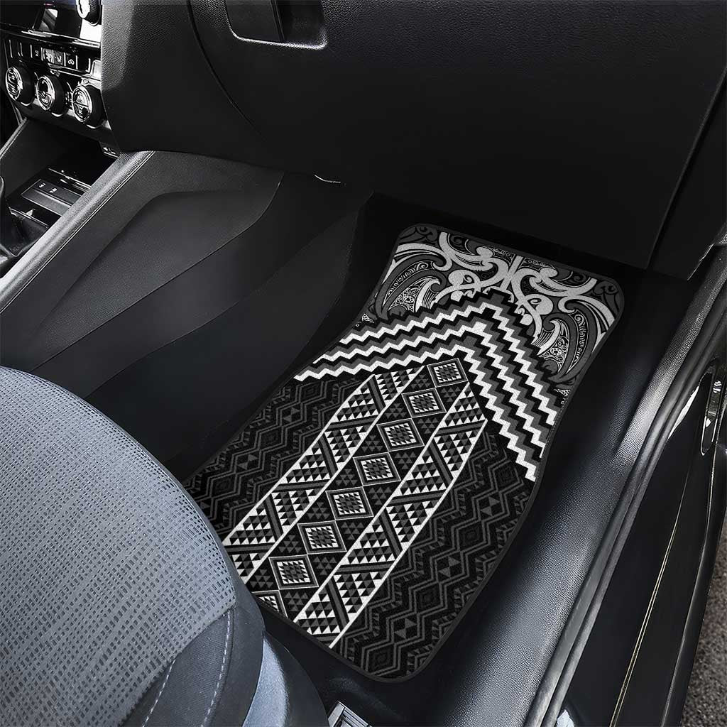 Maori Tukutuku Taniko Motifs Car Mats Black Poutama Mix Kowhaiwhai