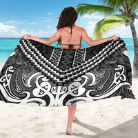 Maori Tukutuku Taniko Motifs Sarong Black Poutama Mix Kowhaiwhai