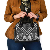 Maori Tukutuku Taniko Motifs Shoulder Handbag Black Poutama Mix Kowhaiwhai