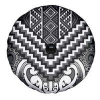 Maori Tukutuku Taniko Motifs Spare Tire Cover Black Poutama Mix Kowhaiwhai