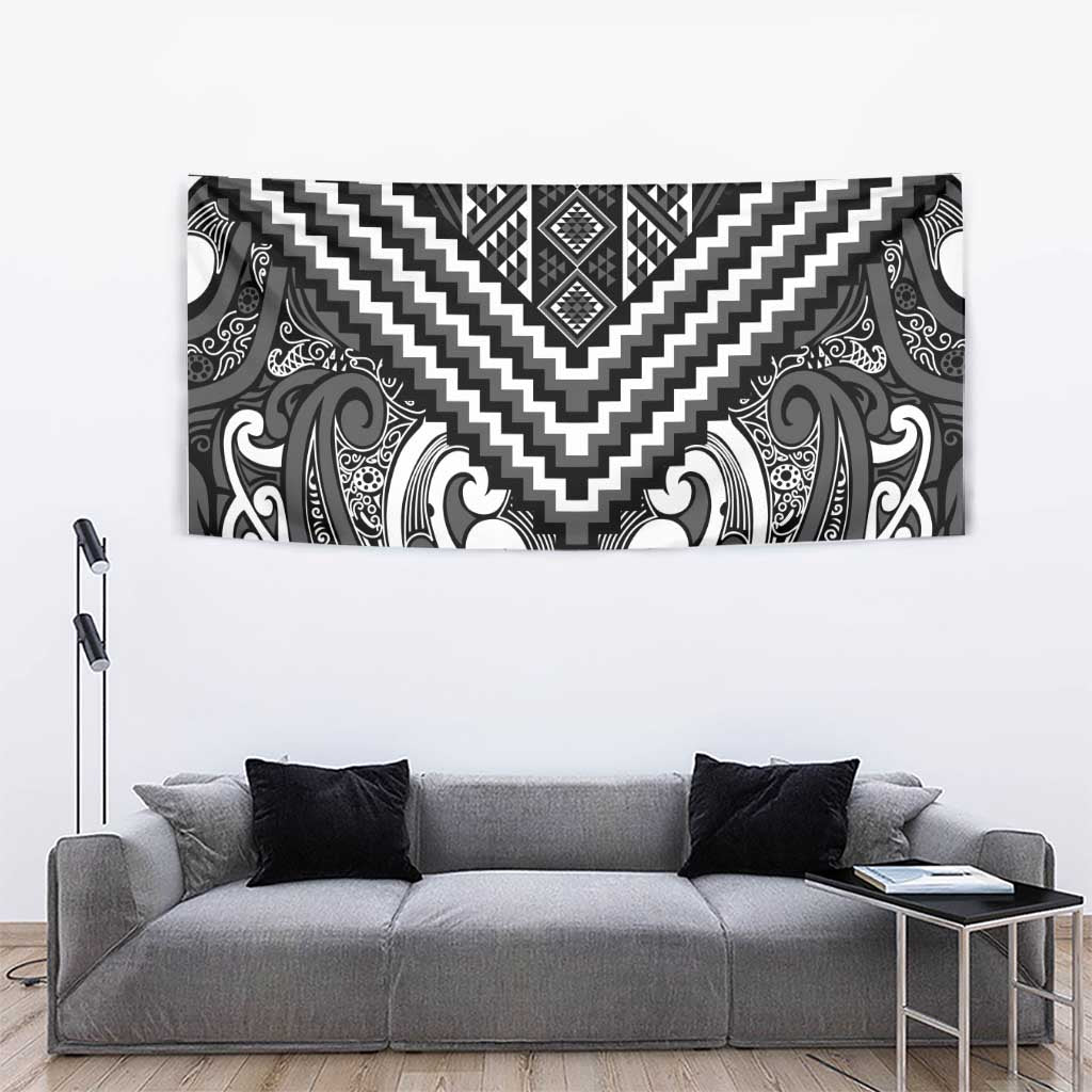 Maori Tukutuku Taniko Motifs Tapestry Black Poutama Mix Kowhaiwhai