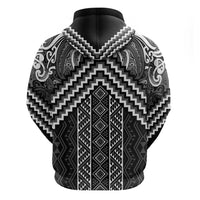Maori Tukutuku Taniko Motifs Zip Hoodie Black Poutama Mix Kowhaiwhai