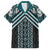 Maori Tukutuku Taniko Motifs Family Matching Long Sleeve Bodycon Dress and Hawaiian Shirt Teal Poutama Mix Kowhaiwhai