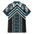 Maori Tukutuku Taniko Motifs Family Matching Long Sleeve Bodycon Dress and Hawaiian Shirt Teal Poutama Mix Kowhaiwhai