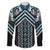 Maori Tukutuku Taniko Motifs Family Matching Mermaid Dress and Hawaiian Shirt Teal Poutama Mix Kowhaiwhai