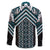 Maori Tukutuku Taniko Motifs Family Matching Mermaid Dress and Hawaiian Shirt Teal Poutama Mix Kowhaiwhai