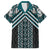 Maori Tukutuku Taniko Motifs Family Matching Tank Maxi Dress and Hawaiian Shirt Teal Poutama Mix Kowhaiwhai