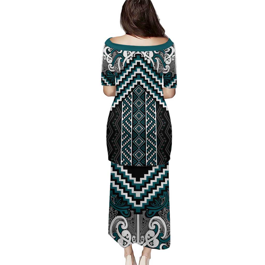 Maori Tukutuku Taniko Motifs Puletasi Teal Poutama Mix Kowhaiwhai LT7 - Polynesian Pride