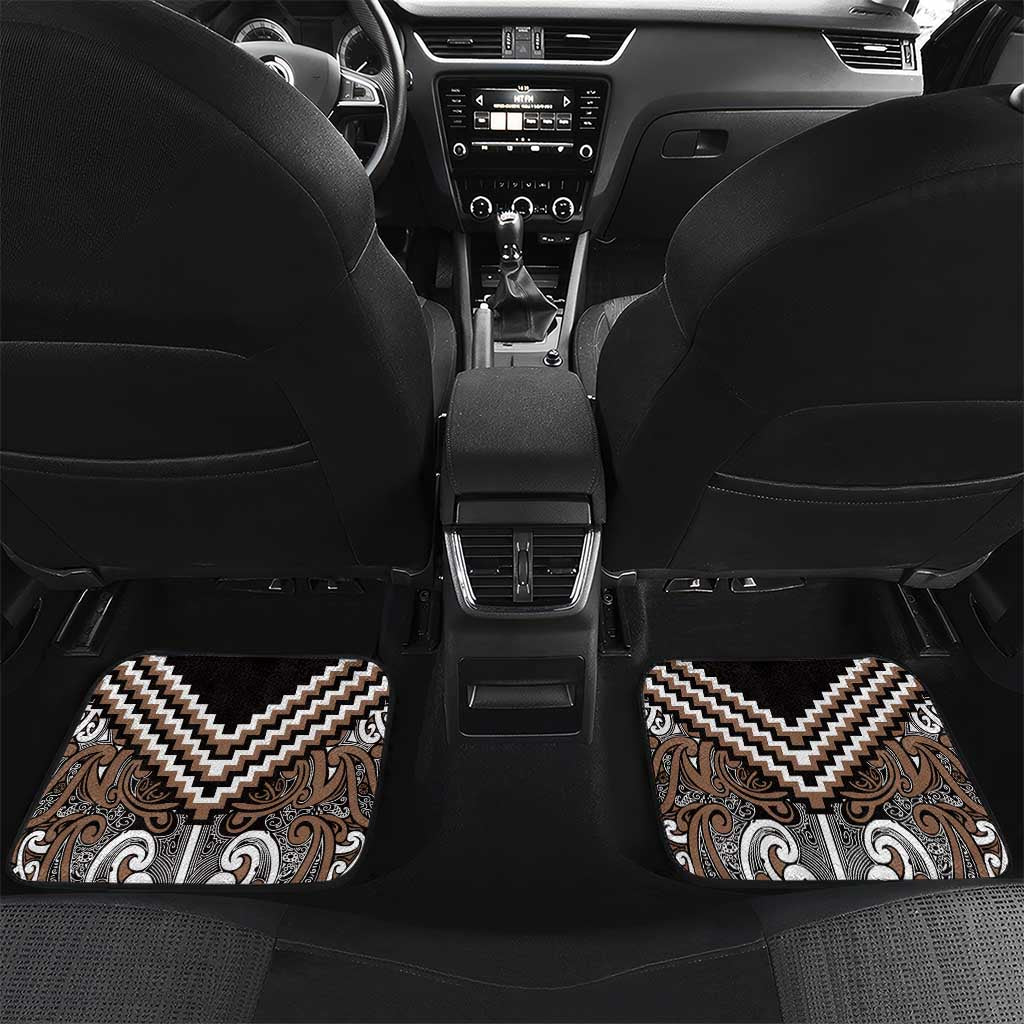 Maori Tukutuku Taniko Motifs Car Mats Brown Poutama Mix Kowhaiwhai