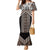 Maori Tukutuku Taniko Motifs Family Matching Mermaid Dress and Hawaiian Shirt Brown Poutama Mix Kowhaiwhai