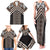 Maori Tukutuku Taniko Motifs Family Matching Tank Maxi Dress and Hawaiian Shirt Brown Poutama Mix Kowhaiwhai