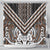 Maori Tukutuku Taniko Motifs Shower Curtain Brown Poutama Mix Kowhaiwhai