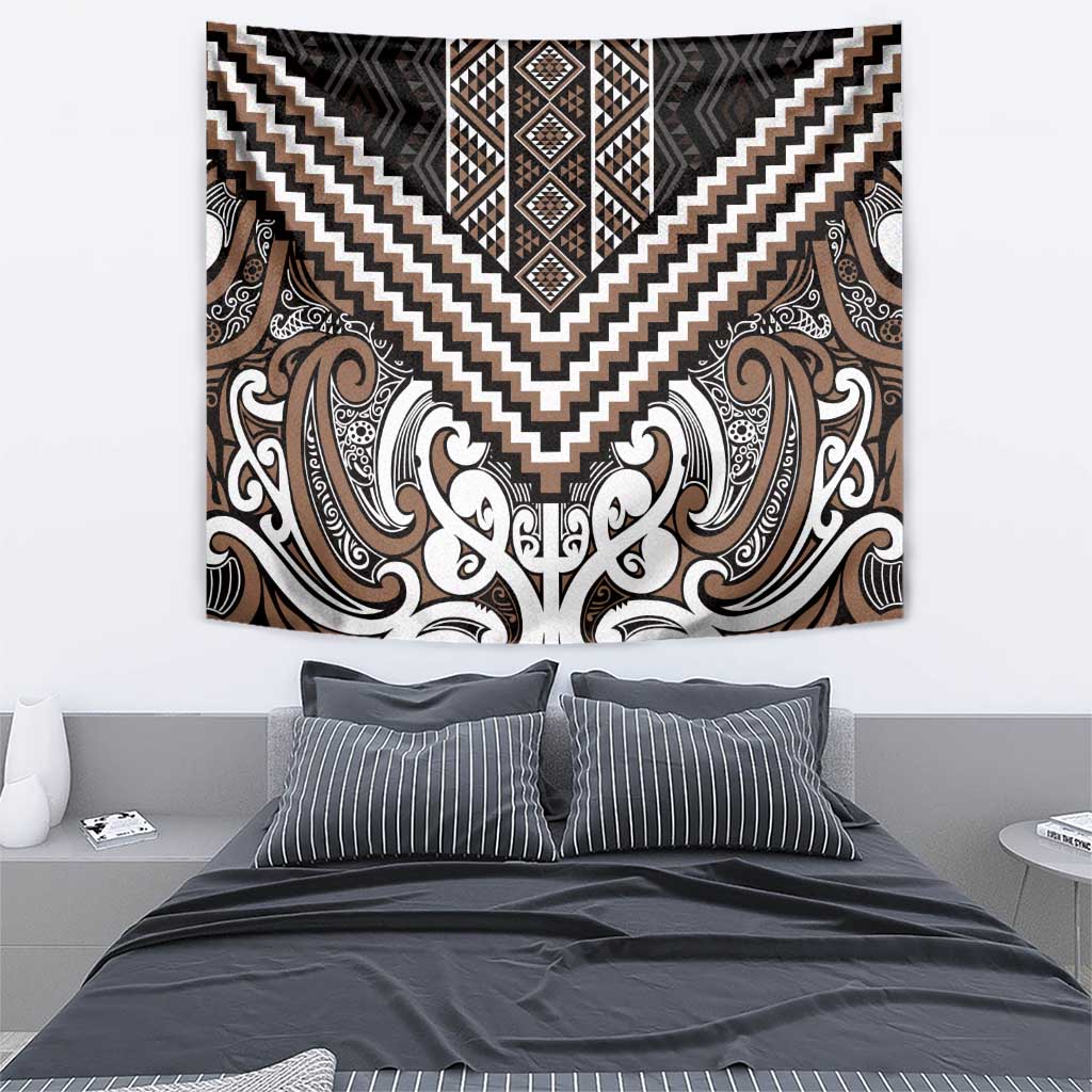 Maori Tukutuku Taniko Motifs Tapestry Brown Poutama Mix Kowhaiwhai
