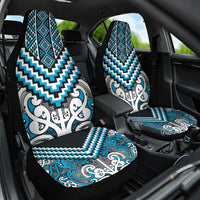 Maori Tukutuku Taniko Motifs Car Seat Cover Turquoise Poutama Mix Kowhaiwhai