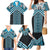 Maori Tukutuku Taniko Motifs Family Matching Mermaid Dress and Hawaiian Shirt Turquoise Poutama Mix Kowhaiwhai