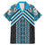 Maori Tukutuku Taniko Motifs Family Matching Mermaid Dress and Hawaiian Shirt Turquoise Poutama Mix Kowhaiwhai