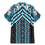 Maori Tukutuku Taniko Motifs Family Matching Mermaid Dress and Hawaiian Shirt Turquoise Poutama Mix Kowhaiwhai