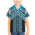 Maori Tukutuku Taniko Motifs Family Matching Mermaid Dress and Hawaiian Shirt Turquoise Poutama Mix Kowhaiwhai
