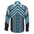 Maori Tukutuku Taniko Motifs Family Matching Tank Maxi Dress and Hawaiian Shirt Turquoise Poutama Mix Kowhaiwhai