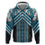 Maori Tukutuku Taniko Motifs Hoodie Turquoise Poutama Mix Kowhaiwhai