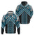 Maori Tukutuku Taniko Motifs Hoodie Turquoise Poutama Mix Kowhaiwhai