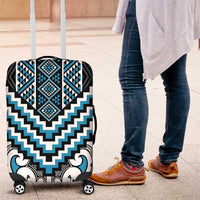 Maori Tukutuku Taniko Motifs Luggage Cover Turquoise Poutama Mix Kowhaiwhai LT7 Turquoise - Polynesian Pride