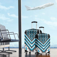 Maori Tukutuku Taniko Motifs Luggage Cover Turquoise Poutama Mix Kowhaiwhai LT7 - Polynesian Pride