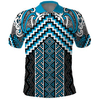 Maori Tukutuku Taniko Motifs Polo Shirt Turquoise Poutama Mix Kowhaiwhai
