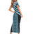 Maori Tukutuku Taniko Motifs Short Sleeve Bodycon Dress Turquoise Poutama Mix Kowhaiwhai