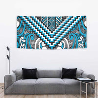 Maori Tukutuku Taniko Motifs Tapestry Turquoise Poutama Mix Kowhaiwhai