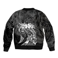 Polynesian Women's Day Bomber Jacket Plumeria Passion - Black LT7 - Polynesian Pride
