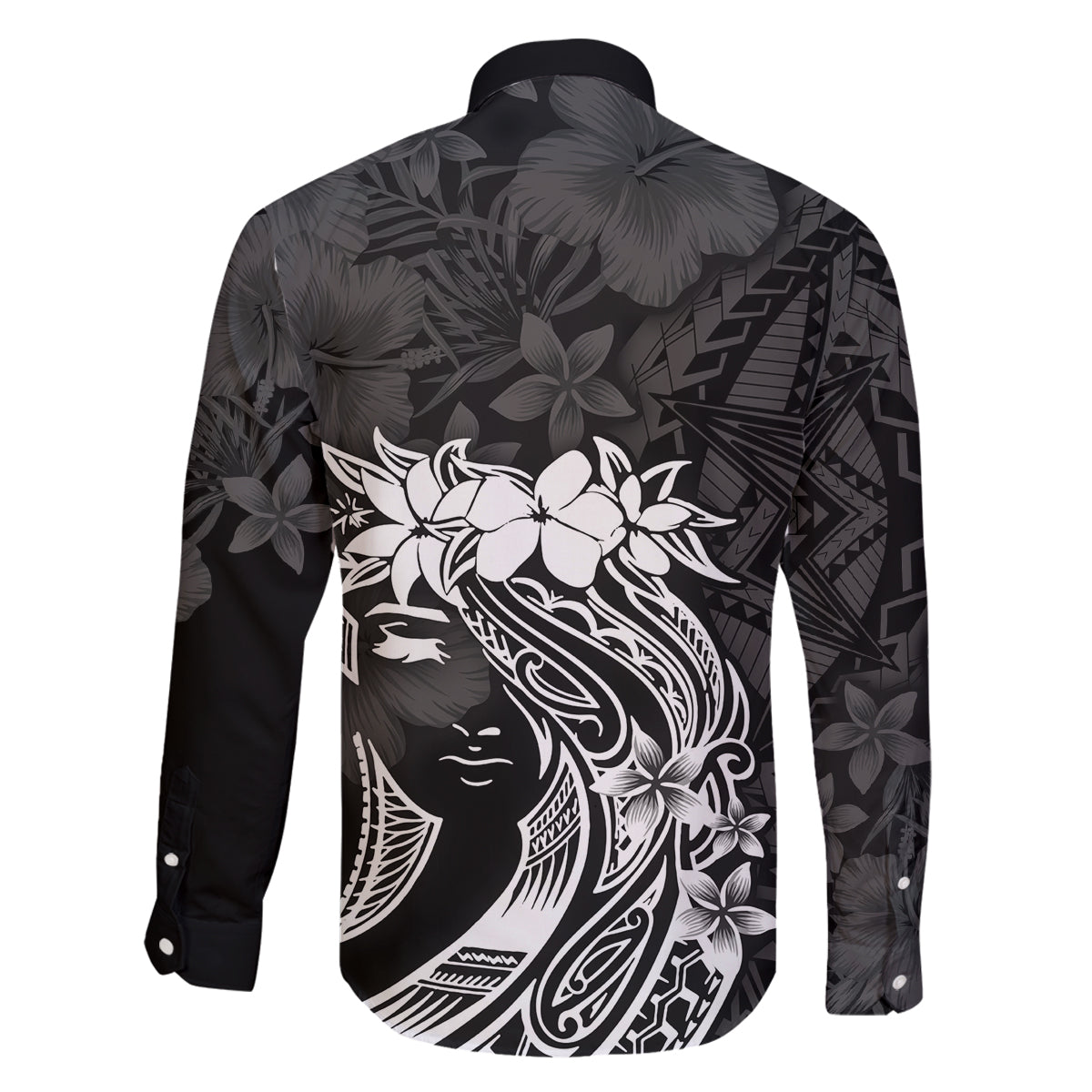 Polynesian Women's Day Family Matching Long Sleeve Bodycon Dress and Hawaiian Shirt Plumeria Passion - Black LT7 - Polynesian Pride