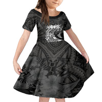 Polynesian Women's Day Family Matching Puletasi and Hawaiian Shirt Plumeria Passion - Black LT7 Daughter's Dress Black - Polynesian Pride