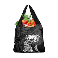 Polynesian Women's Day Grocery Bag Plumeria Passion - Black