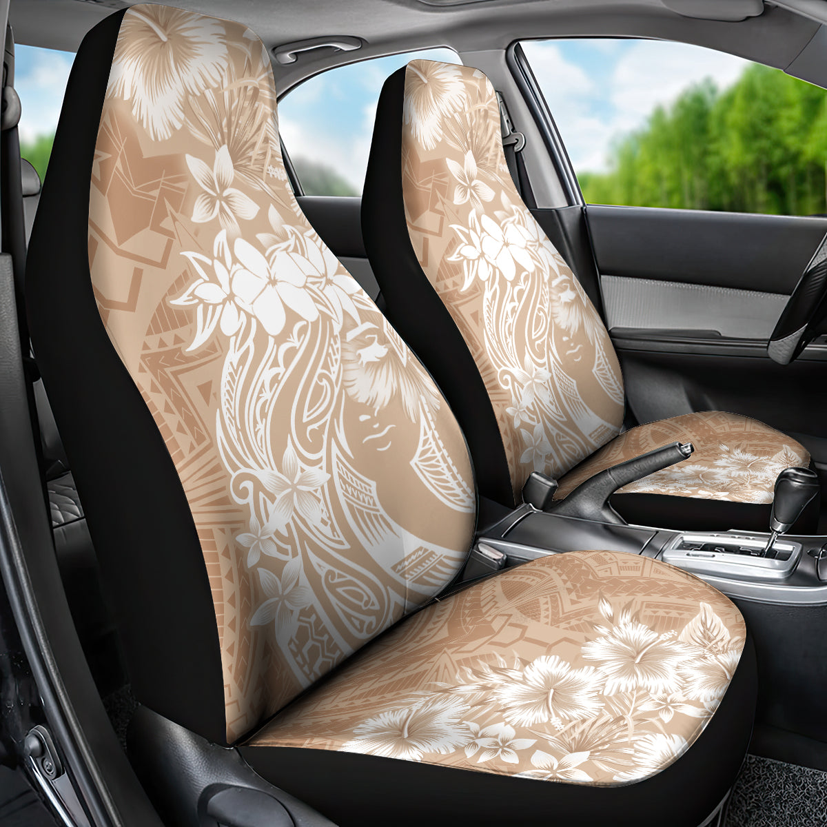 Polynesian Women's Day Car Seat Cover Plumeria Passion - Beige LT7 - Polynesian Pride