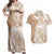 Polynesian Women's Day Couples Matching Off Shoulder Maxi Dress and Hawaiian Shirt Plumeria Passion - Beige LT7 Beige - Polynesian Pride