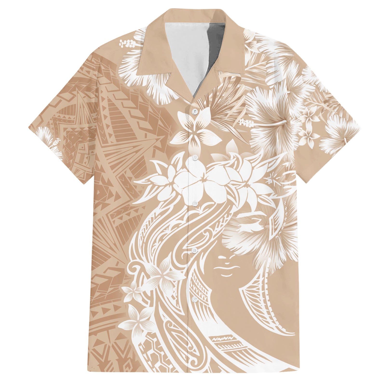 Polynesian Women's Day Hawaiian Shirt Plumeria Passion - Beige LT7 Beige - Polynesian Pride