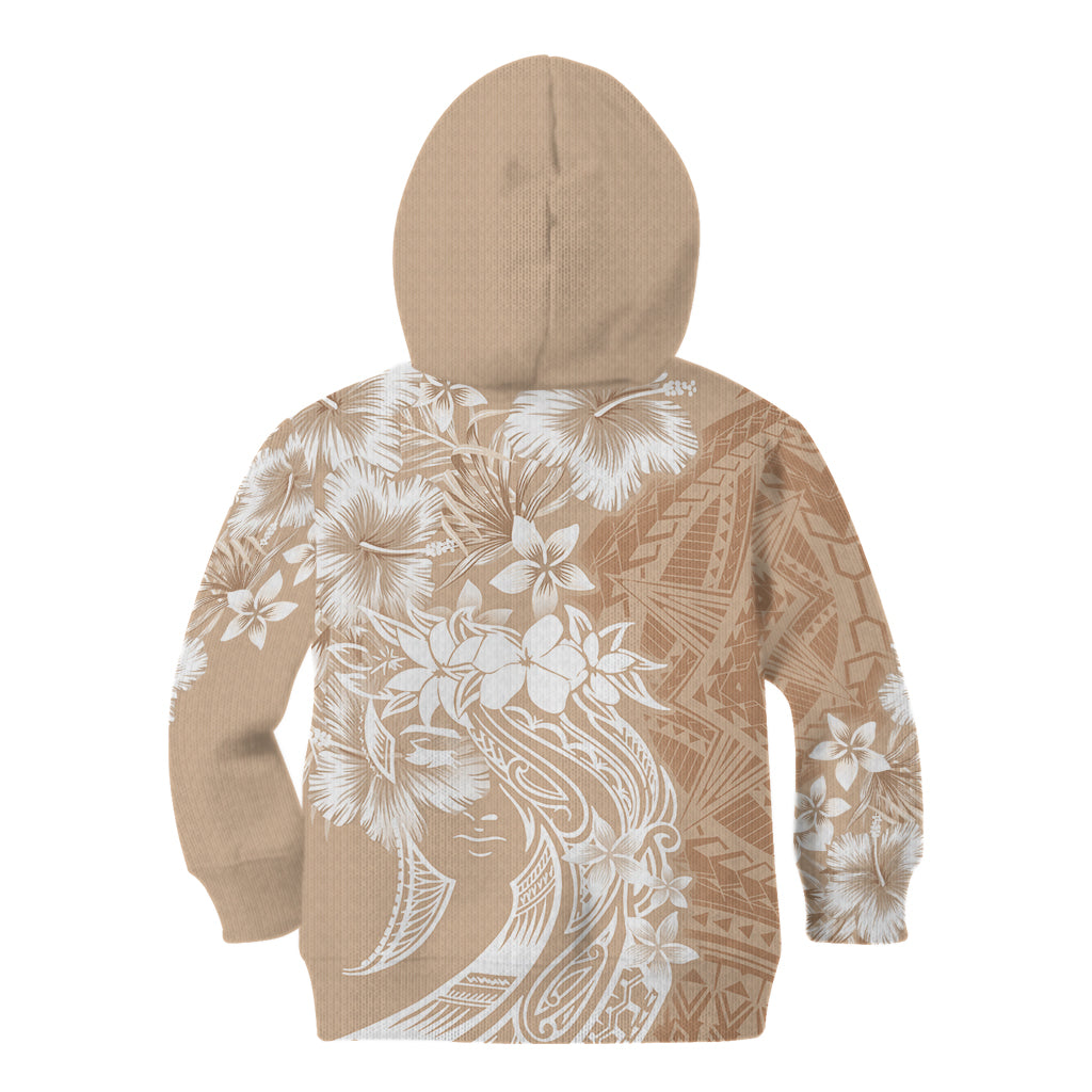 Polynesian Women's Day Kid Hoodie Plumeria Passion - Beige LT7 - Polynesian Pride