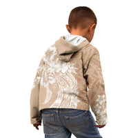 Polynesian Women's Day Kid Hoodie Plumeria Passion - Beige LT7 - Polynesian Pride