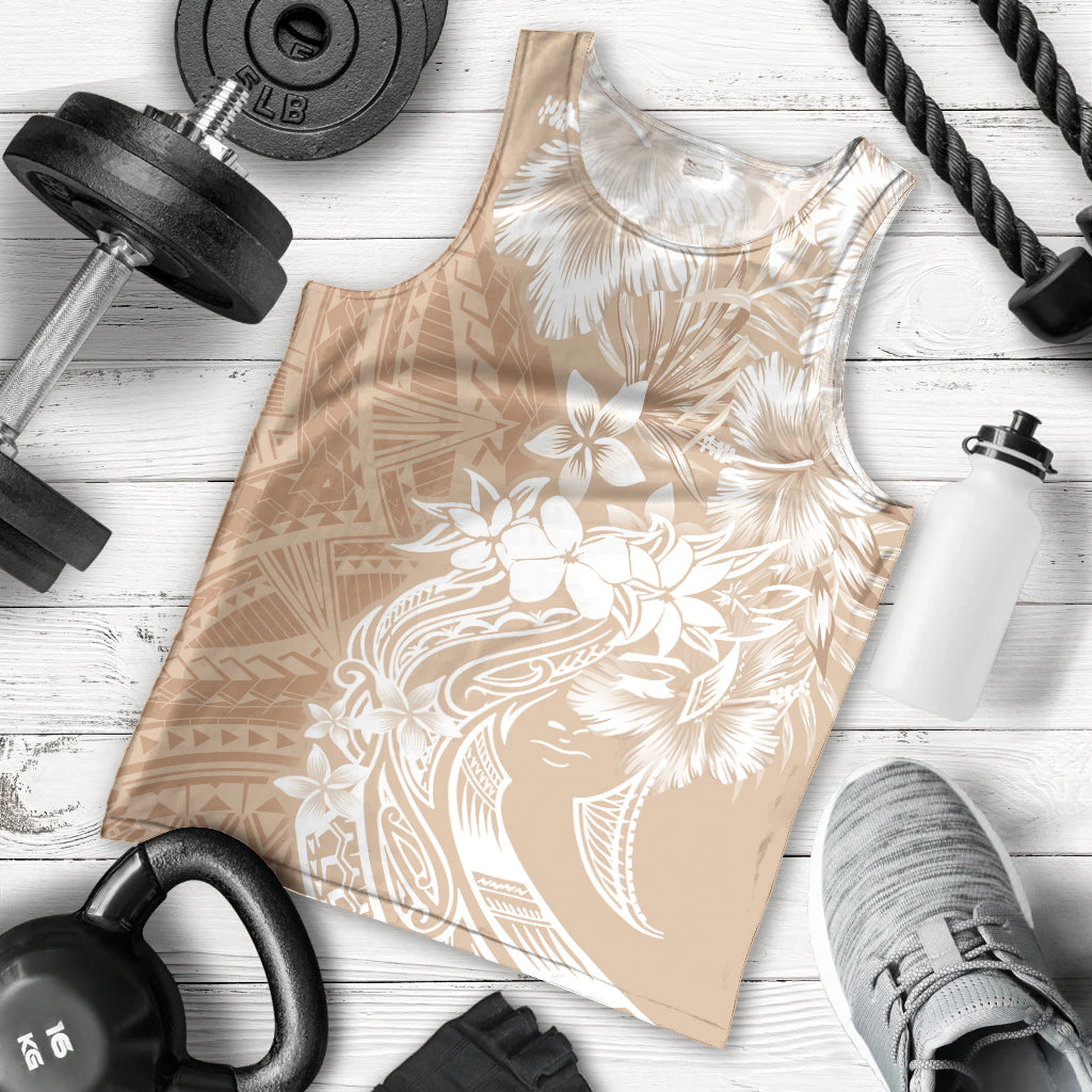 Polynesian Women's Day Men Tank Top Plumeria Passion - Beige LT7 - Polynesian Pride