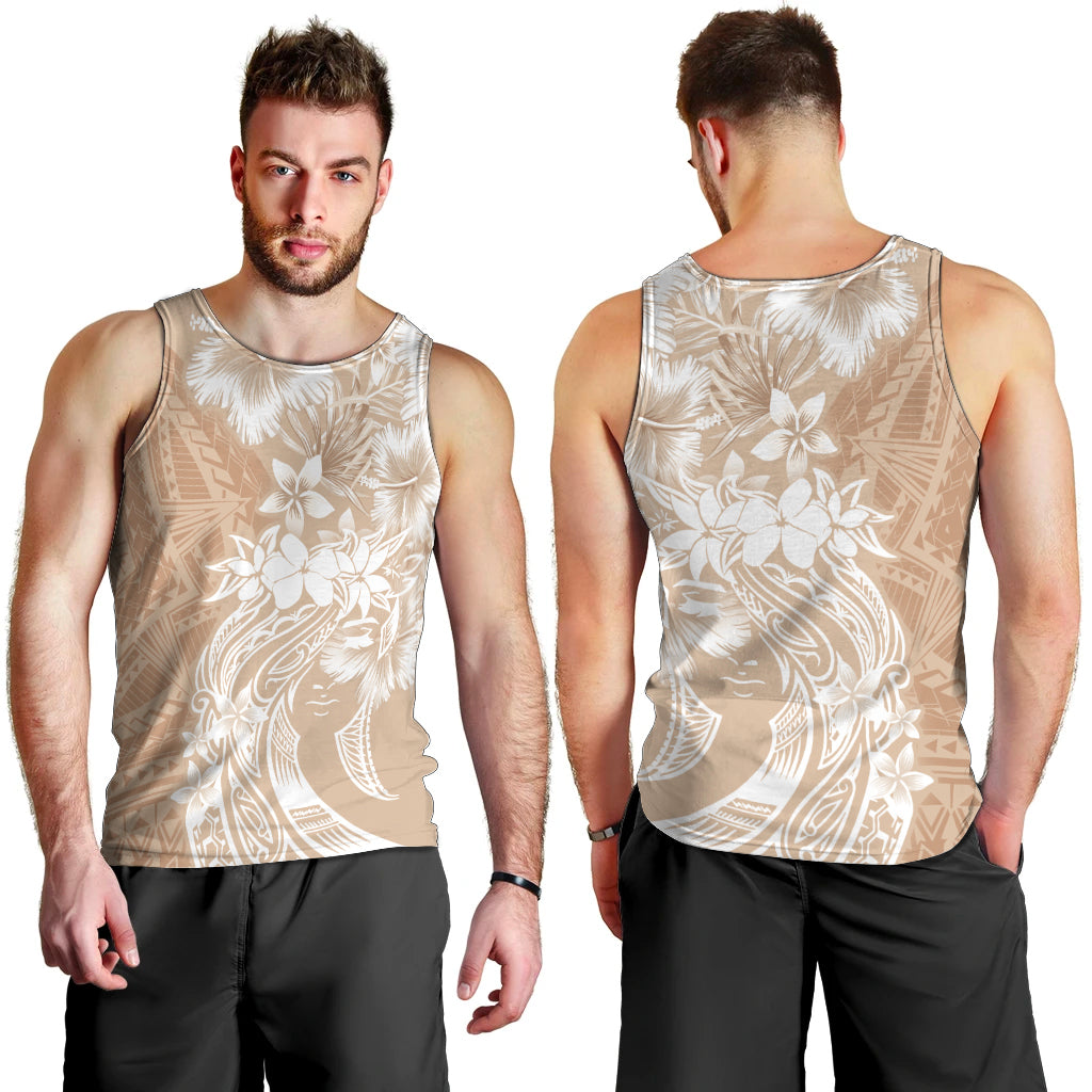 Polynesian Women's Day Men Tank Top Plumeria Passion - Beige LT7 - Polynesian Pride